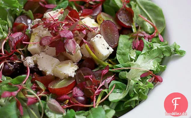 Trauben, Ziegenkäse und gemischte Blätter