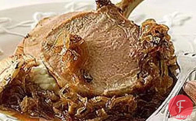 Schweinekotelett Mit Karamellisierten Ahorn Zwiebeln