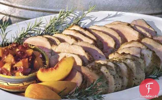 Gebratene Schweinelende mit Pfirsichglasur