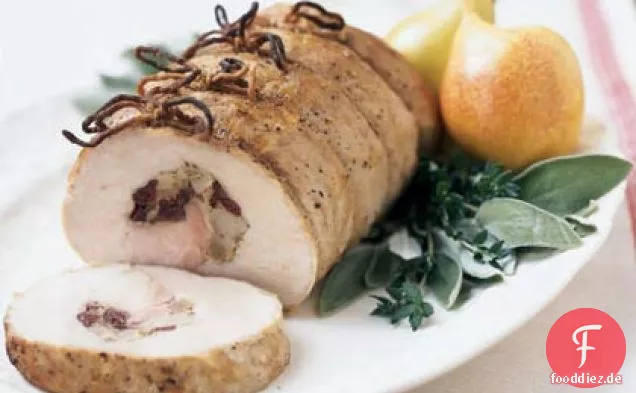 Birne und Cranberry gefüllter Schweinebraten