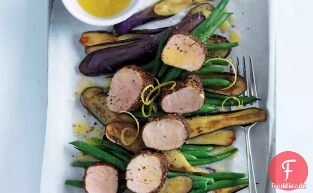 Pfeffer und Kreuzkümmel gewürztes Schweinefleisch