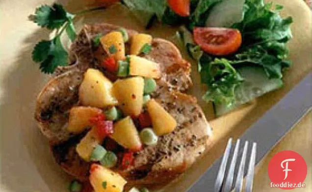 Schweinekoteletts mit Pfirsichsalsa