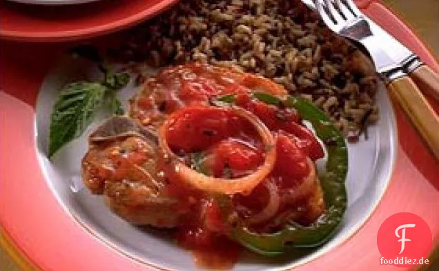 Basilikum-Tomaten-Schweinekoteletts