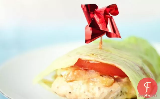 Salat-Wrapped Türkei Burger mit Ziegenkäse