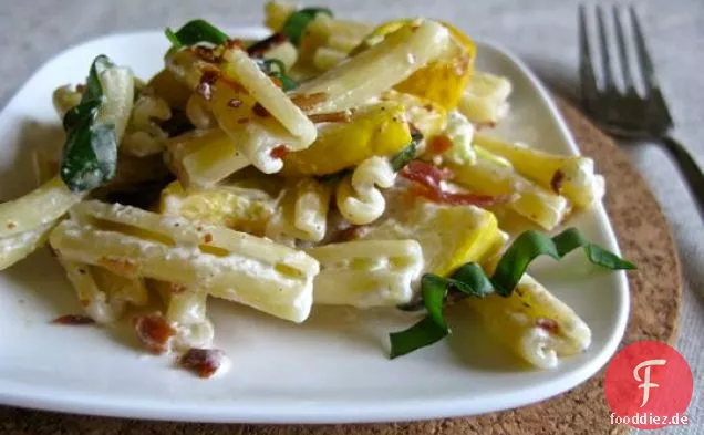 Kürbis, Speck Und Ziegenkäse-Pasta Mit Basilikum
