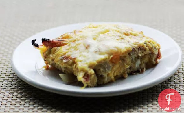 Herbst Butternut Squash und Speck Frittata