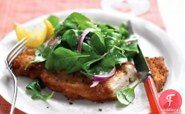 Huhn Milanese mit Rucola-Salat