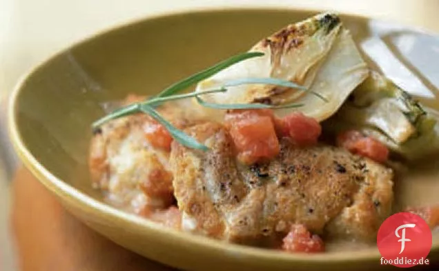 Huhn mit Fenchel, Tomaten und Estragonessig