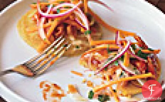 Barbecue Chicken Hoecakes Mit Essig Krautsalat