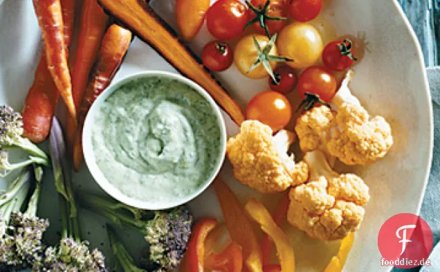 Herbst Crudites mit Grüner Göttin Dressing
