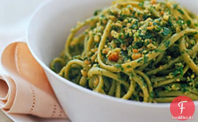 Spinat-Linguine Mit Walnuss-Rucola-Pesto