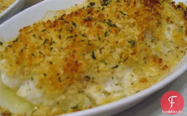 Gebackene Scrod mit Zitrone Kraut Panko Krümel