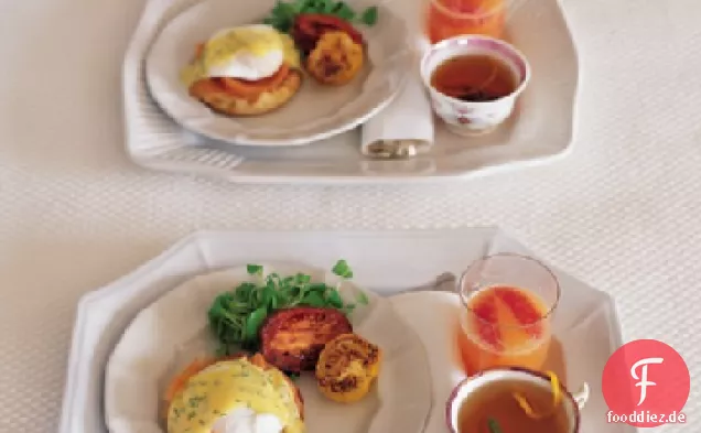 Pochierte Eier und Geräucherter Lachs mit Dill Bearnaise