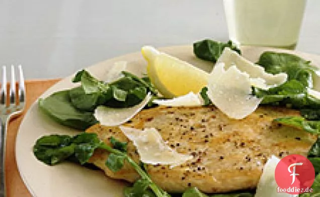 Huhn Scaloppine mit Rucola, Zitrone und Parmesan