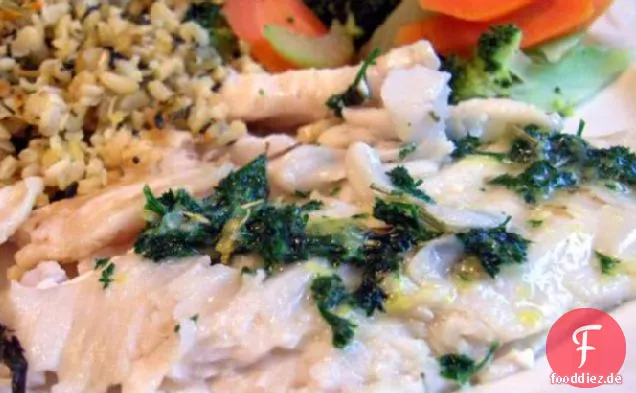 Gegrillter Fisch mit Zitrone Petersilie Butter