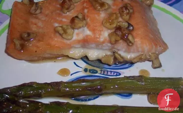 Honig glasierter Lachs mit Spargel