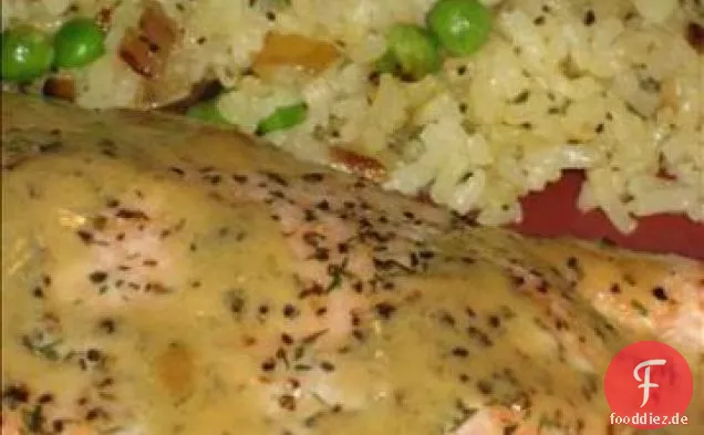 Lachs Mit Curry-Vanille-Rum-Butter-Sauce