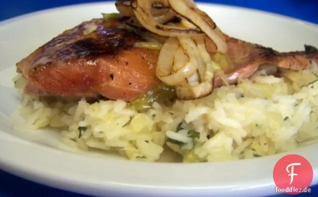 Gegrillter Chipotle-Lachs mit Ananas-Koriander-Reis