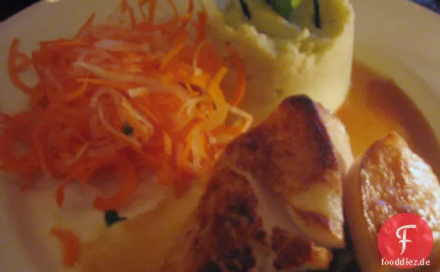 Kabeljau mit Miso-Glasur und Wasabi-Kartoffelpüree