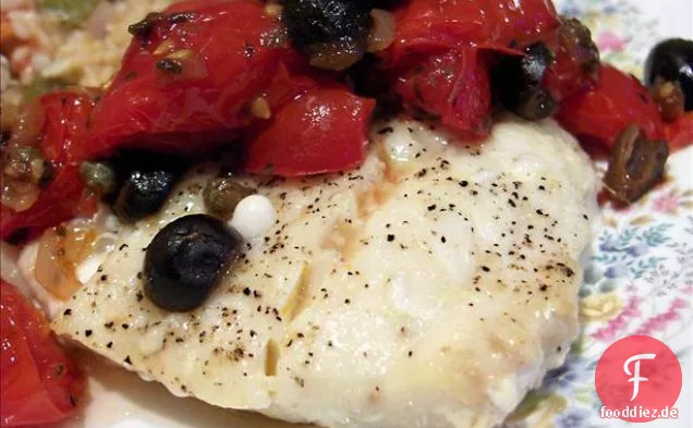 Gebackener Kabeljau Mit Tomaten-Oliven-Tapenade
