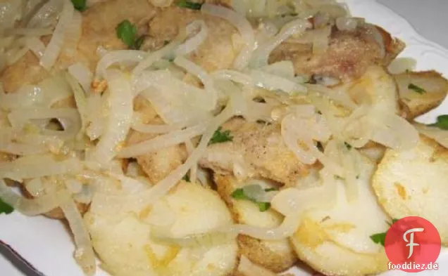 Bacalhau a Algarvia - Goldener Kabeljau mit Kartoffeln