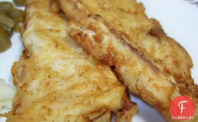 Gebratener Kabeljau für Fish and Chips mit Tartarsauce