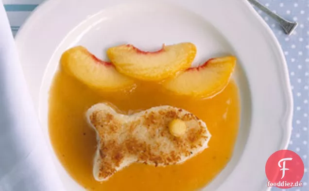 Fischkuchen mit Pfirsich-Dip-Sauce
