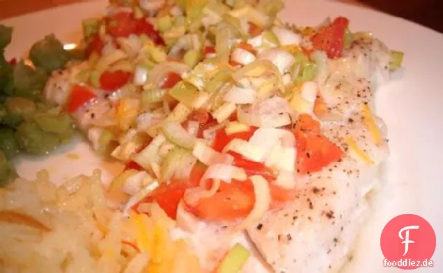 Kabeljau mit Kirschtomaten und Frühlingszwiebeln