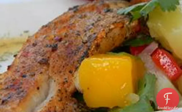 Paprika-gewürzter gegrillter Kabeljau und Party-in-Your-Mouth Mango Salsa!