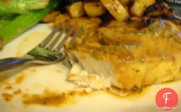 Ofen gebratener Heilbutt mit Kräuter-Zitrus-Vinaigrette