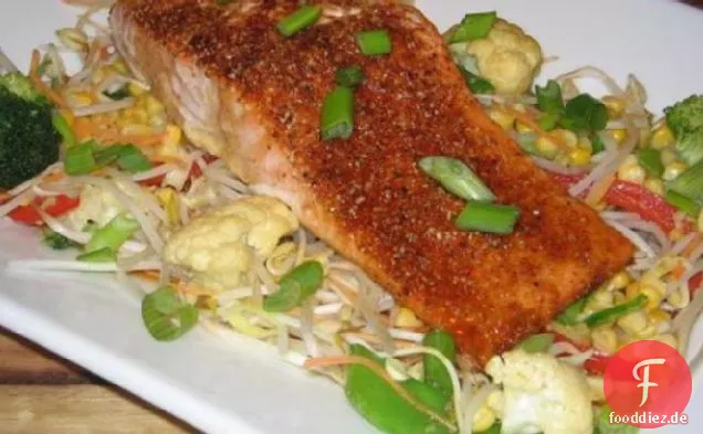 Würziger Lachs mit warmer Ahornglasur
