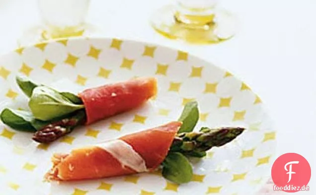 Spargelschinken Bündel mit Rucola
