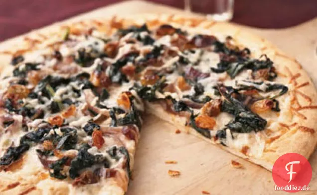 Wintergrüns, Asiago und Sardellenpizza