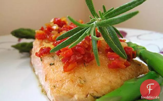 Herbed Lachsfilets mit sonnengetrockneten Tomaten Topping