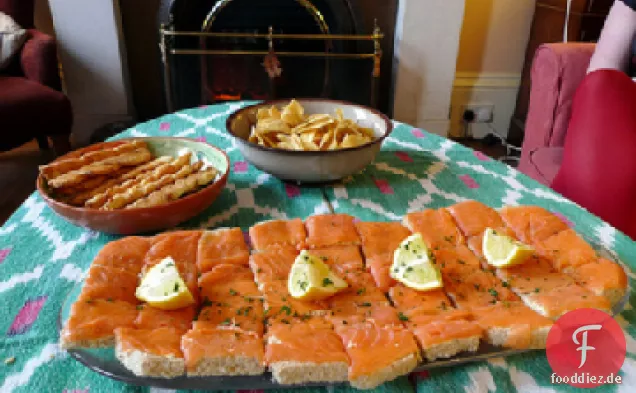 Apfelwein mit geräuchertem Lachs