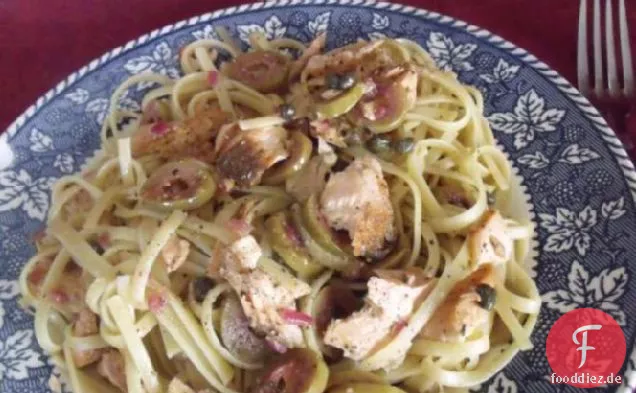 Linguine mit geröstetem Lachs und Zitrone