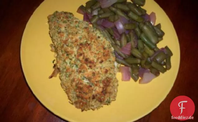 Lachs mit Parmesan, Knoblauch und Kräuterkruste- Verwenden Sie Huhn oder Schweinefleisch