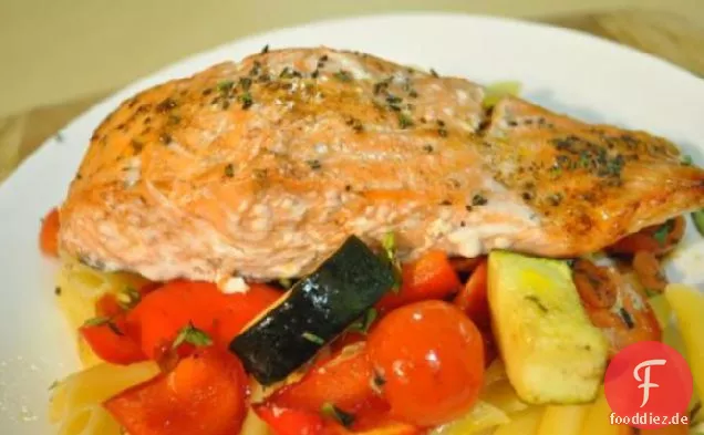 Lachs mit Nudeln