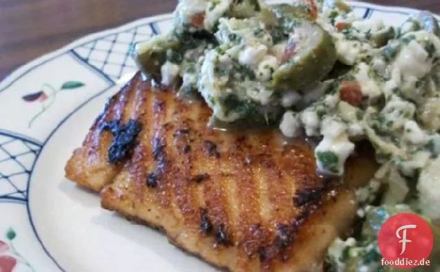 South Beach Diät gegrillter Lachs mit Artischocke Salsa