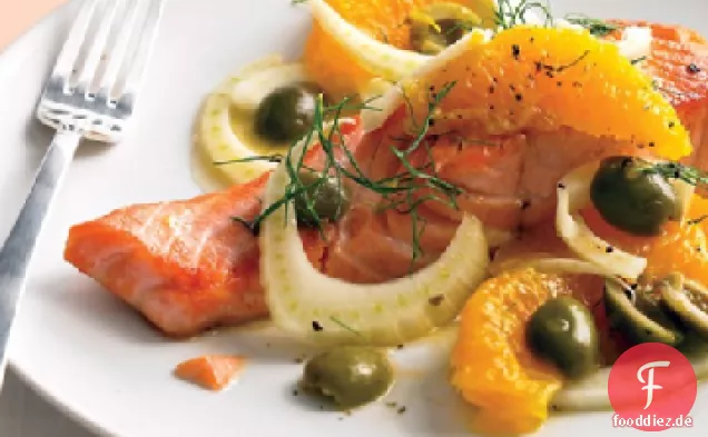 Gebratener Lachs mit Orangen und Fenchel