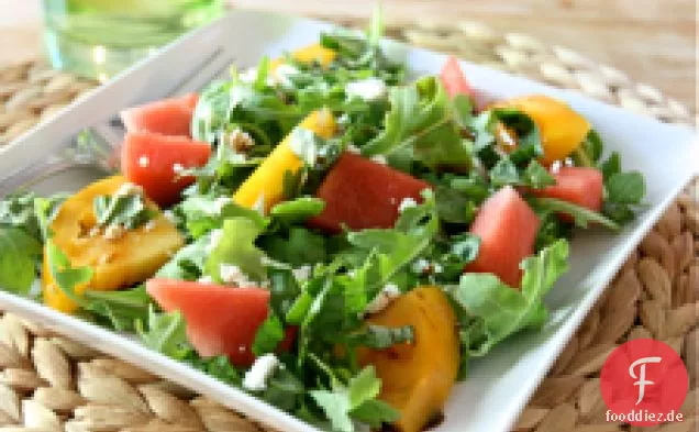 Wassermelone-Tomaten-Rucola-Salat