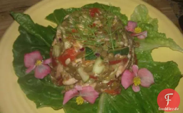 Zitroniger Linsensalat mit Lachs