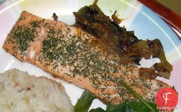 Geschmorter Lachs Mit Lauch & Dill