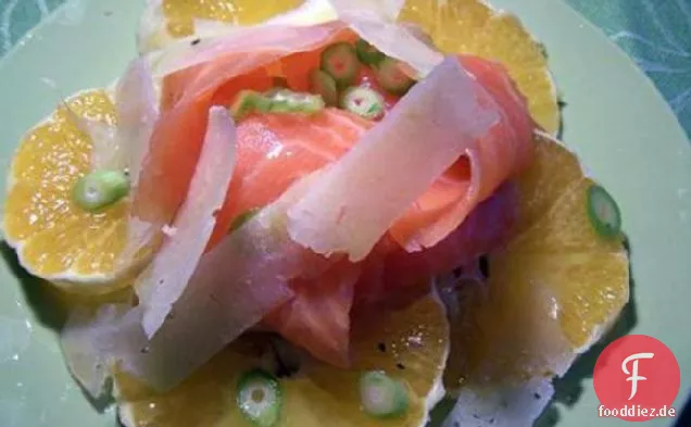 Fenchel, geräucherter Lachs und Orangensalat