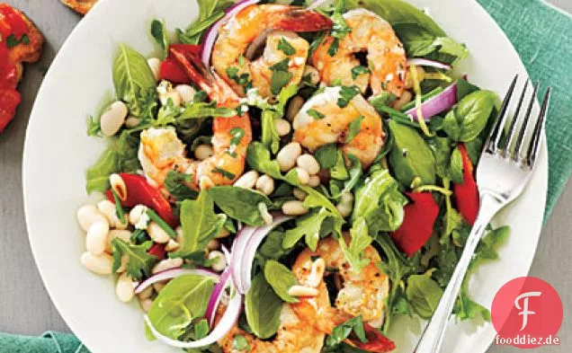 Herbed Garnelen und weißer Bohnensalat