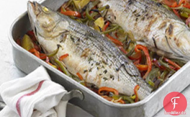 Ganze gebratene Fisch Basquaise Rezept