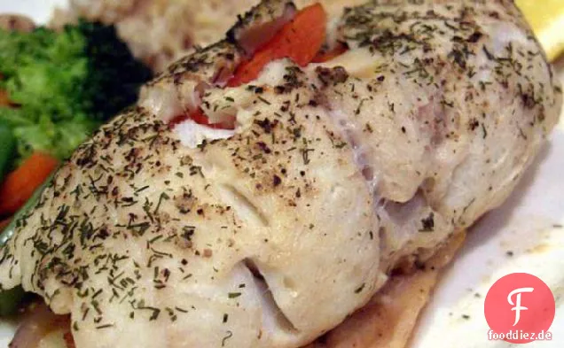 Veggie gefüllte Seezunge Fisch