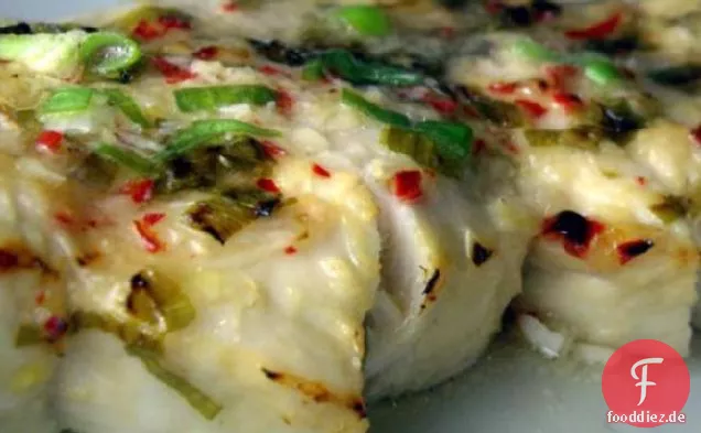 Ingwer, Zitrone und Knoblauch Schwertfischsteak.