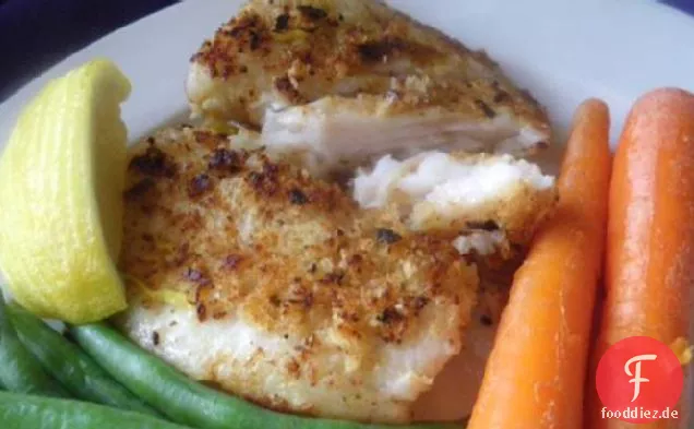 Knuspriger Parmesan- verkrustetes Fischfilet