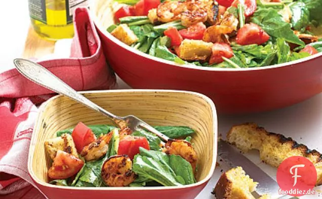 Gegrillte Garnelen und Rucola-Salat